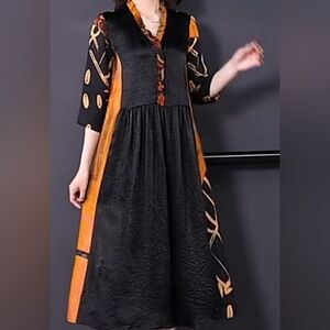 Elegant Printed Natural Silk Dress